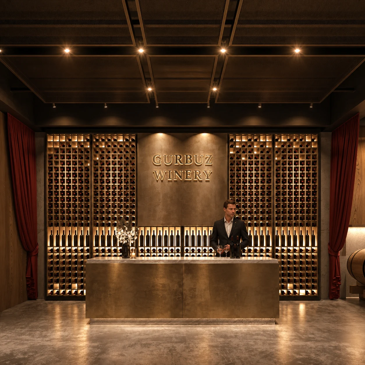 Gürbüz Winery · Mahzen — Mahzen ve restoran iç mimarisi